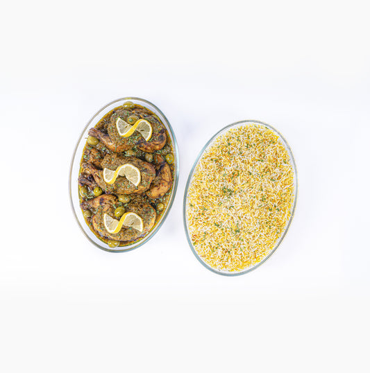 Tajine Chicken Olives With Saffron Rice - طاجين الدجاج بالزيتون مع الأرز و الزعفران